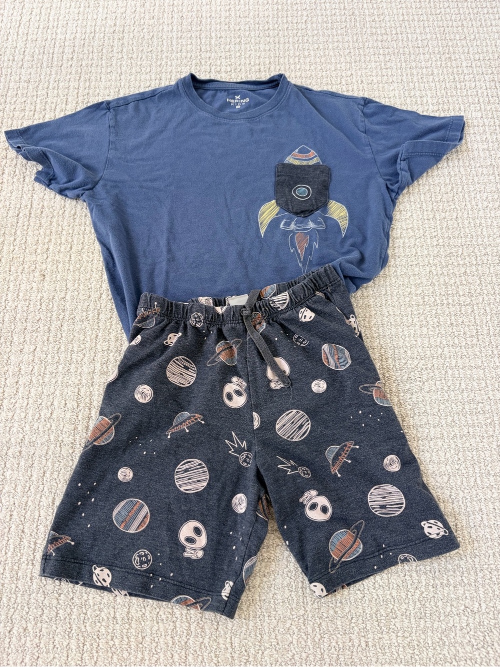 Navy and Dark Blue Rocket Pajama Set